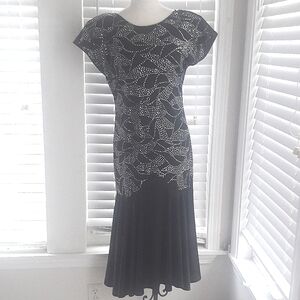 Vintage black With Silver glitter sparly dress Made In USA Size 13/14